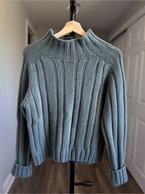 Ribbed Mock Neck Sweater in Sage